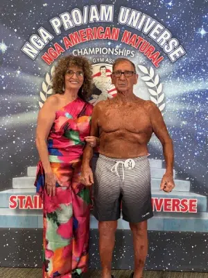 Andy and Francine at the NGA Pro/AM Universe, NGA American natural body building championship.