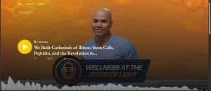Episode screen for We Built Cathedrals of Illness, a Sinicropi and Bankole Johnson talk on stem cells, peptides, and regeneration.